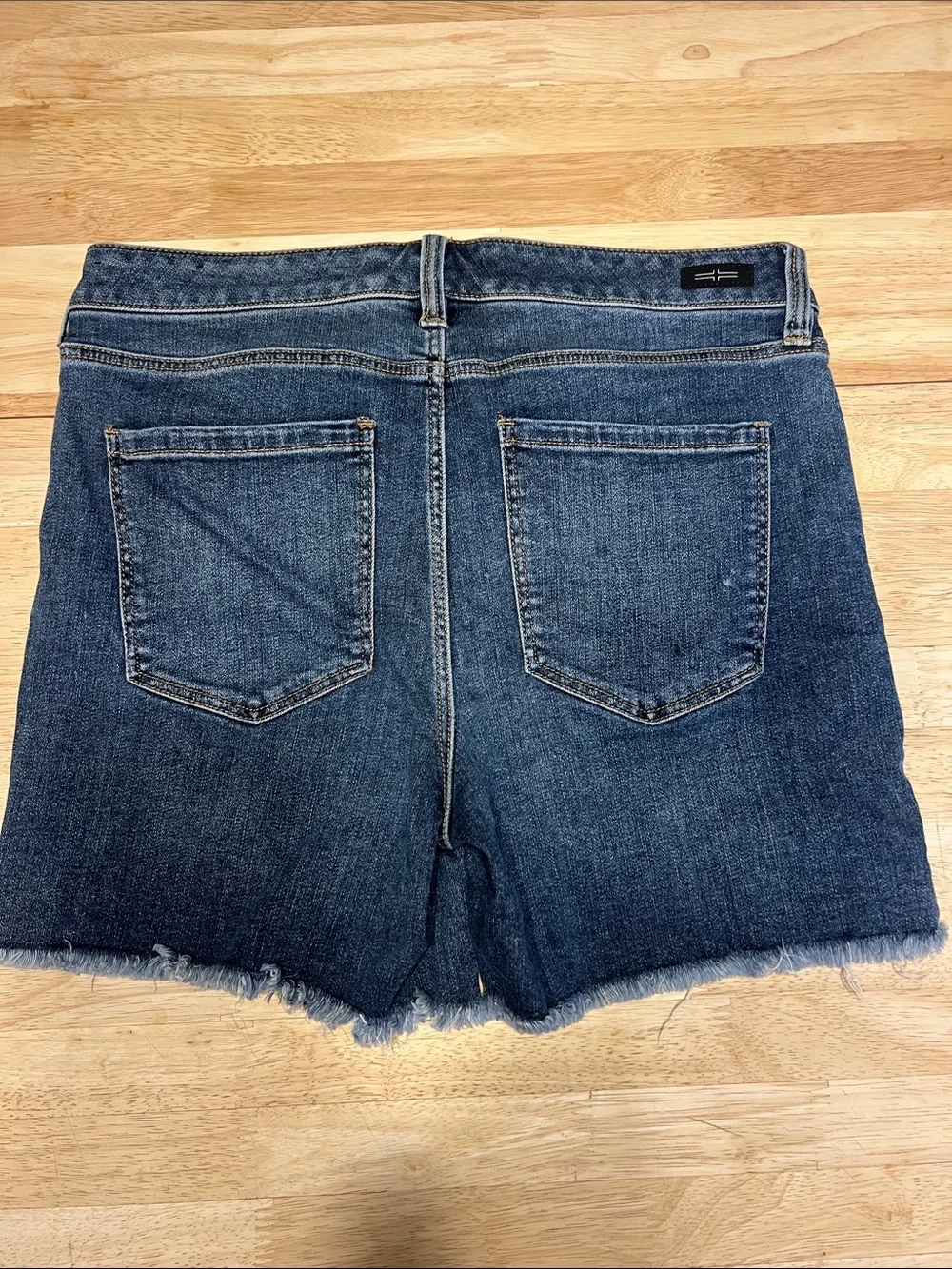 Liverpool Mid Blue Frayed Hem Denim Shorts